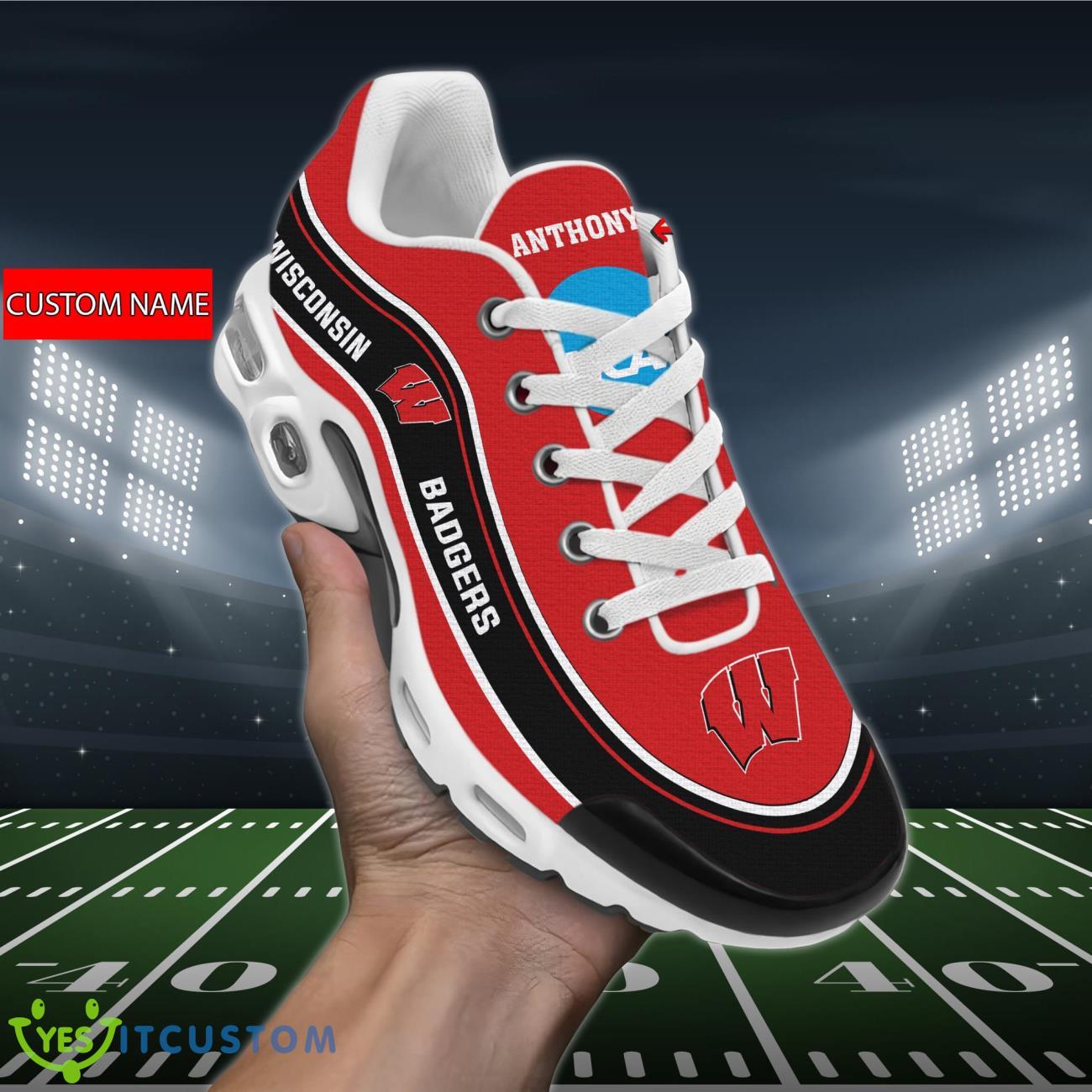 Wisconsin Badgers NCAA Personalized Name Air Cushion Sports Shoes Sneaker KLTNS220494 - Famjoys Wisconsin Badgers NCAA Personalized Name Air Cushion Sports Shoes Sneaker KLTNS220494 - Famjoys