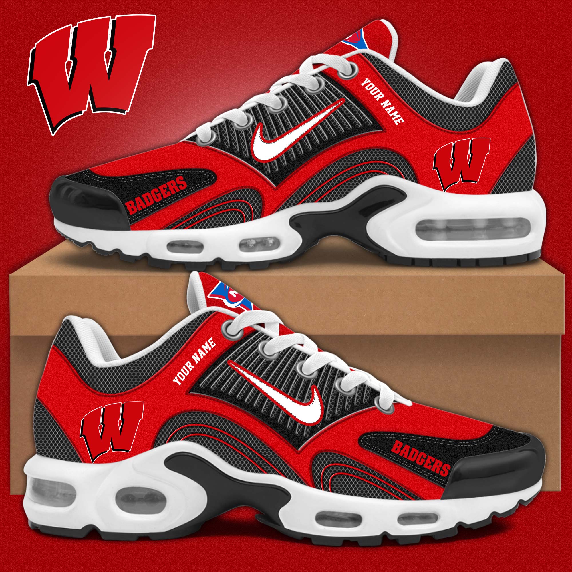 Wisconsin Badgers NCAA Personalized Shoes - Famjoys Wisconsin Badgers NCAA Personalized Shoes - Famjoys
