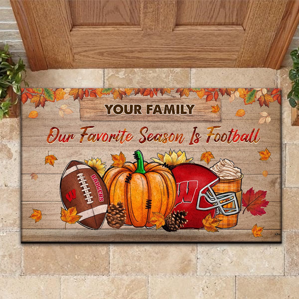 Wisconsin Badgers Our Favorite Season is Football Doormat - Famjoys Wisconsin Badgers Our Favorite Season is Football Doormat - Famjoys