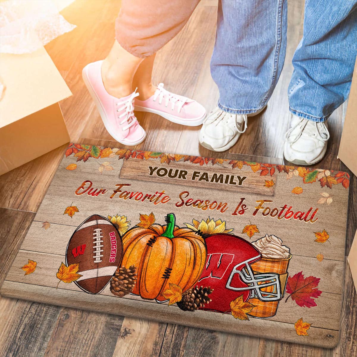 Wisconsin Badgers Our Favorite Season is Football Doormat - Famjoys Wisconsin Badgers Our Favorite Season is Football Doormat - Famjoys
