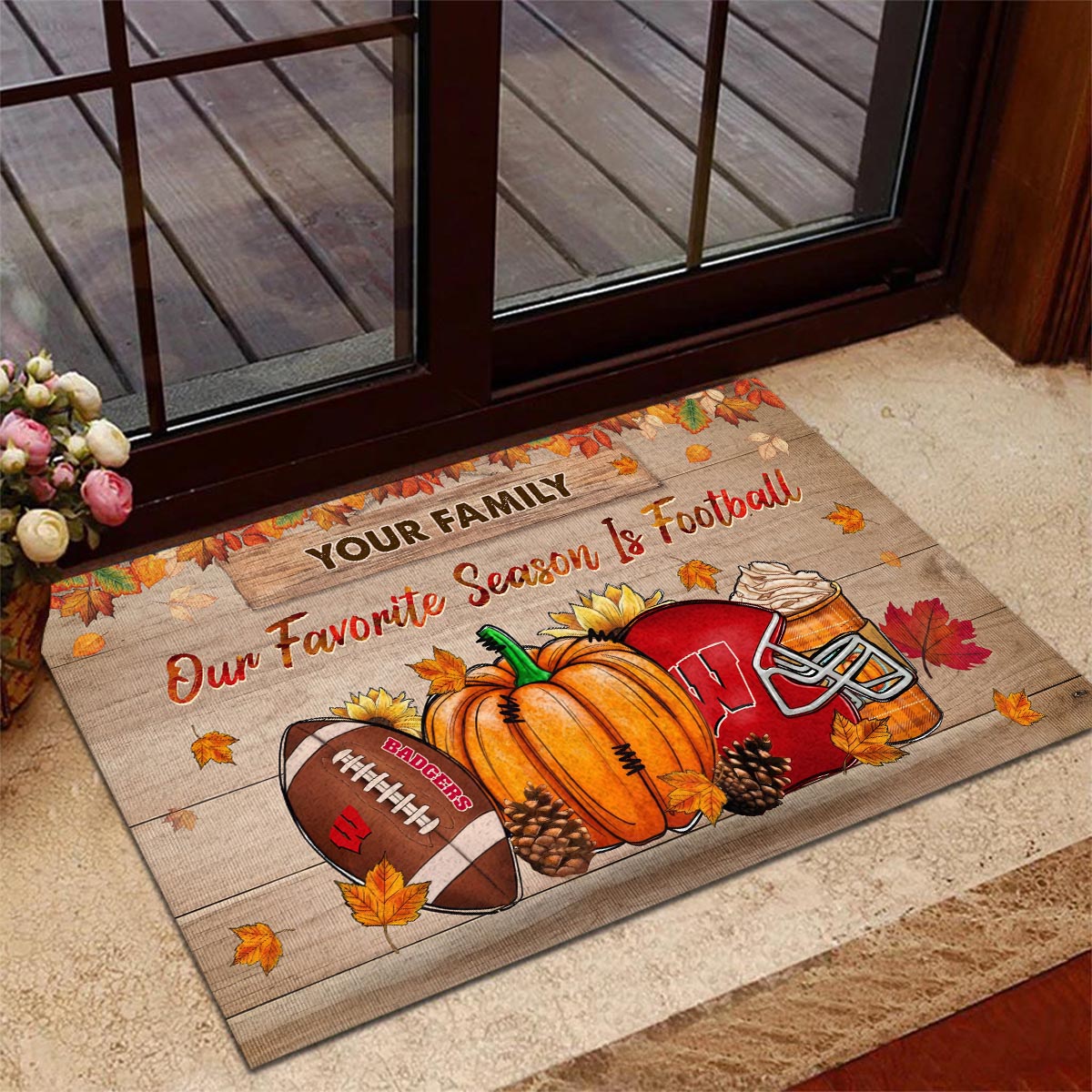 Wisconsin Badgers Our Favorite Season is Football Doormat - Famjoys Wisconsin Badgers Our Favorite Season is Football Doormat - Famjoys