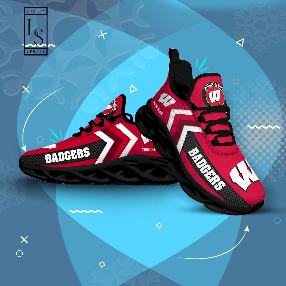 Wisconsin Badgers Personalized Max Soul Shoes - Famjoys Wisconsin Badgers Personalized Max Soul Shoes - Famjoys