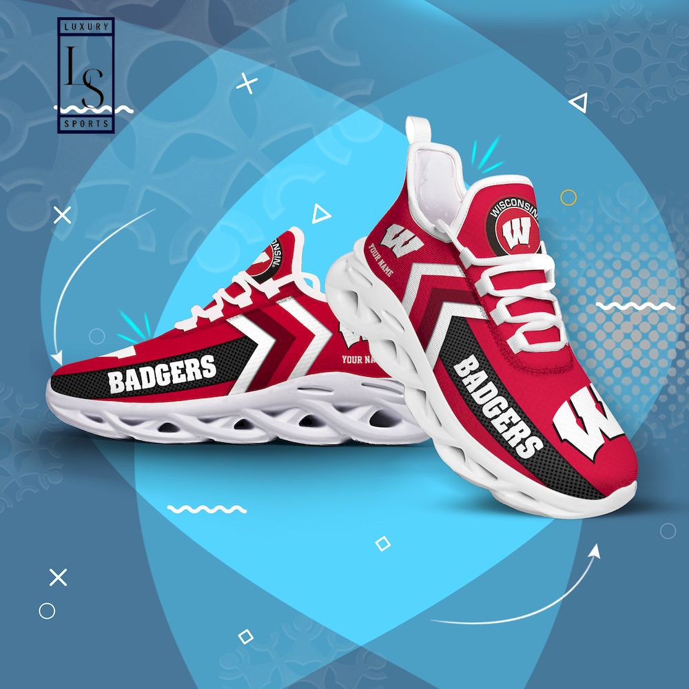 Wisconsin Badgers Personalized Max Soul Shoes - Famjoys Wisconsin Badgers Personalized Max Soul Shoes - Famjoys