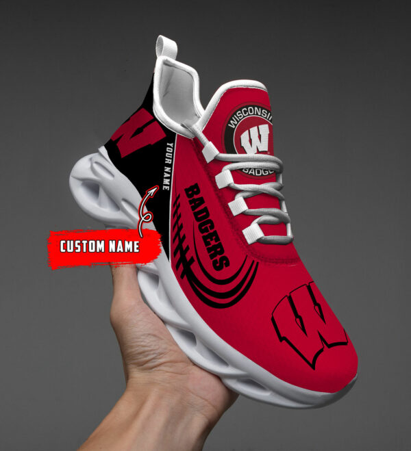 Wisconsin Badgers PERSONALIZED MAX SOUL SHOES T1 - Famjoys Wisconsin Badgers PERSONALIZED MAX SOUL SHOES T1 - Famjoys