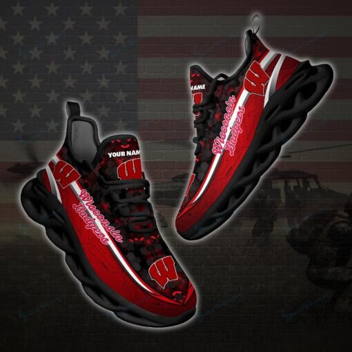 Wisconsin Badgers Personalized Max Soul YZ Running Sneakers 112 - Famjoys Wisconsin Badgers Personalized Max Soul YZ Running Sneakers 112 - Famjoys