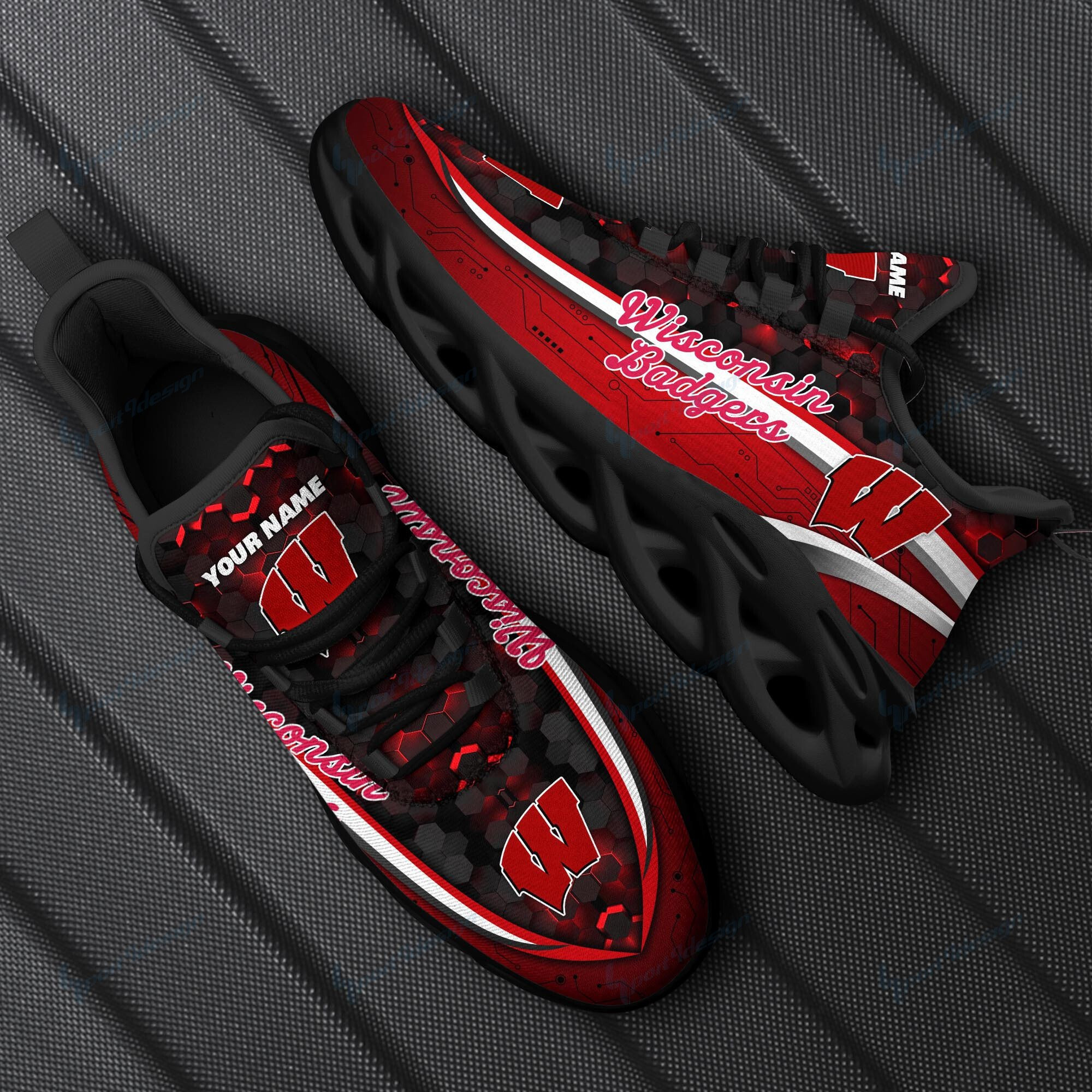 Wisconsin Badgers Personalized Max Soul YZ Running Sneakers 112 - Famjoys Wisconsin Badgers Personalized Max Soul YZ Running Sneakers 112 - Famjoys
