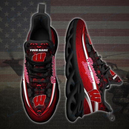 Wisconsin Badgers Personalized Max Soul YZ Running Sneakers 112 - Famjoys Wisconsin Badgers Personalized Max Soul YZ Running Sneakers 112 - Famjoys