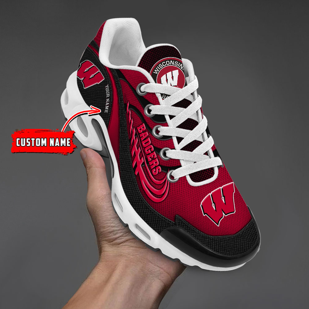 Wisconsin Badgers Personalized Name Air Cushion Sports Shoes Sneaker KLTNS220528 - Famjoys Wisconsin Badgers Personalized Name Air Cushion Sports Shoes Sneaker KLTNS220528 - Famjoys