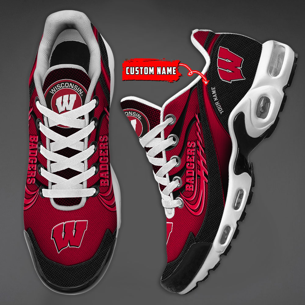 Wisconsin Badgers Personalized Name Air Cushion Sports Shoes Sneaker KLTNS220528 - Famjoys Wisconsin Badgers Personalized Name Air Cushion Sports Shoes Sneaker KLTNS220528 - Famjoys