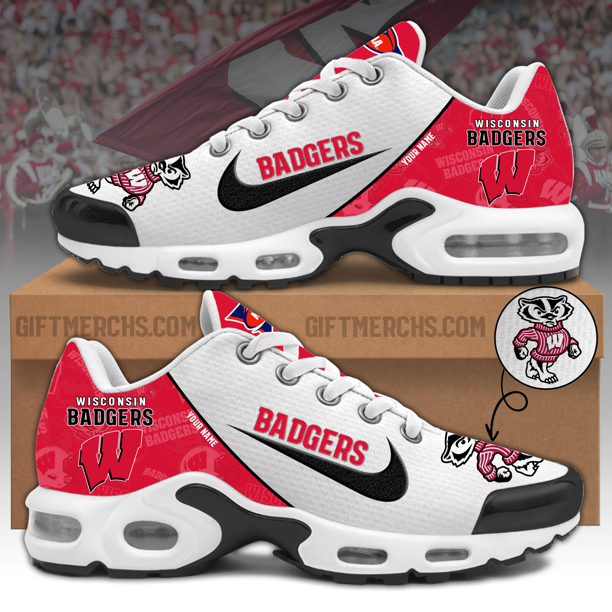 Wisconsin Badgers Personalized Shoes v8 - Famjoys Wisconsin Badgers Personalized Shoes v8 - Famjoys