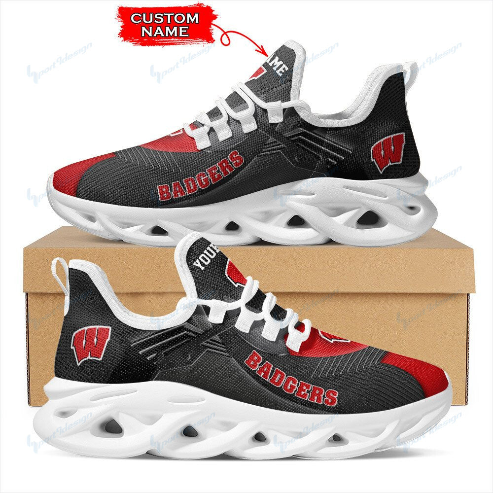 Wisconsin Badgers Personalized YZ Running Sneakers - Famjoys Wisconsin Badgers Personalized YZ Running Sneakers - Famjoys