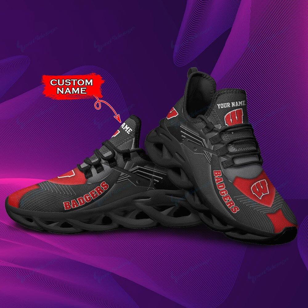 Wisconsin Badgers Personalized YZ Running Sneakers - Famjoys Wisconsin Badgers Personalized YZ Running Sneakers - Famjoys