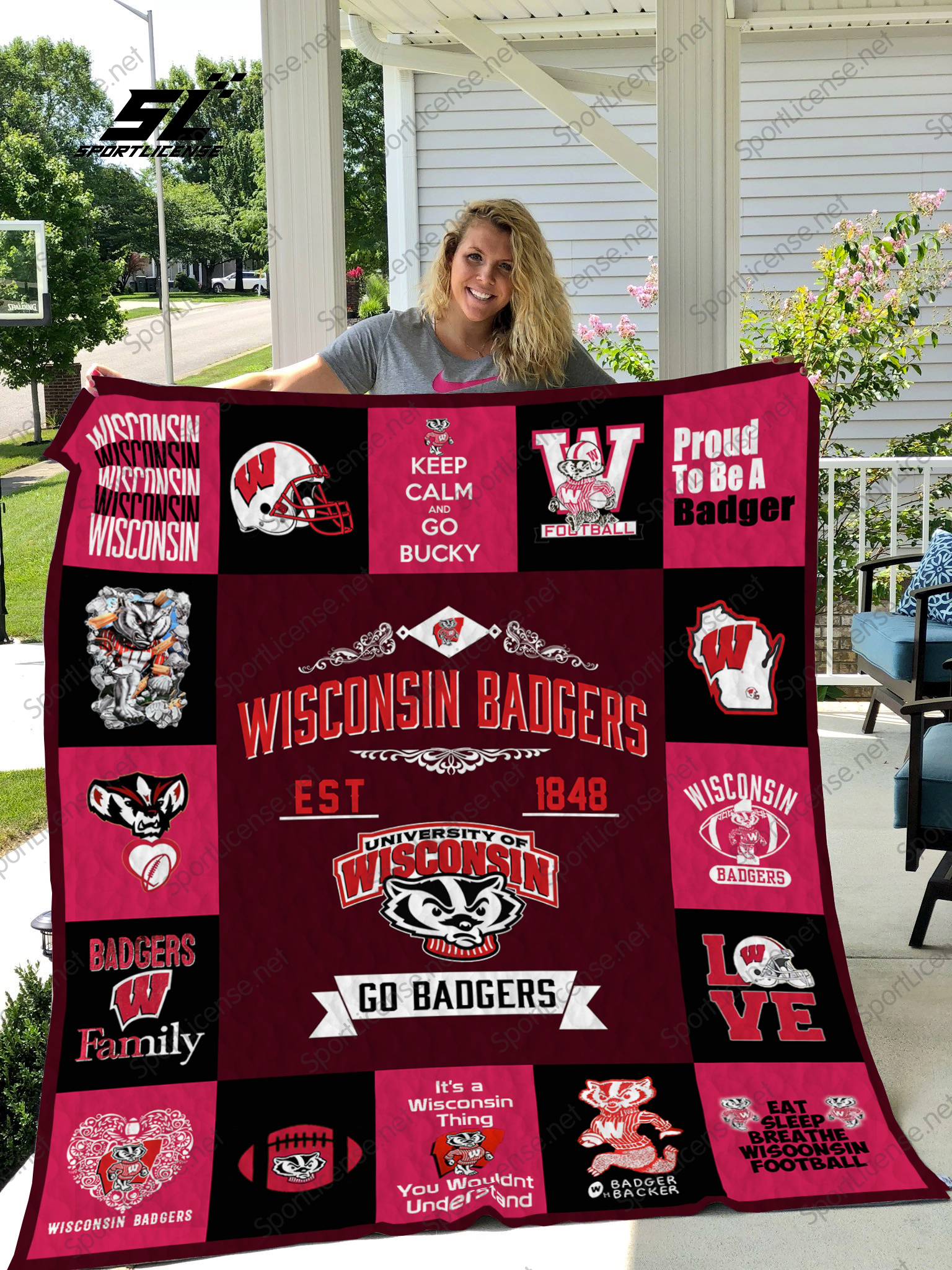 Wisconsin Badgers Quilt Blanket 01 - Famjoys Wisconsin Badgers Quilt Blanket 01 - Famjoys
