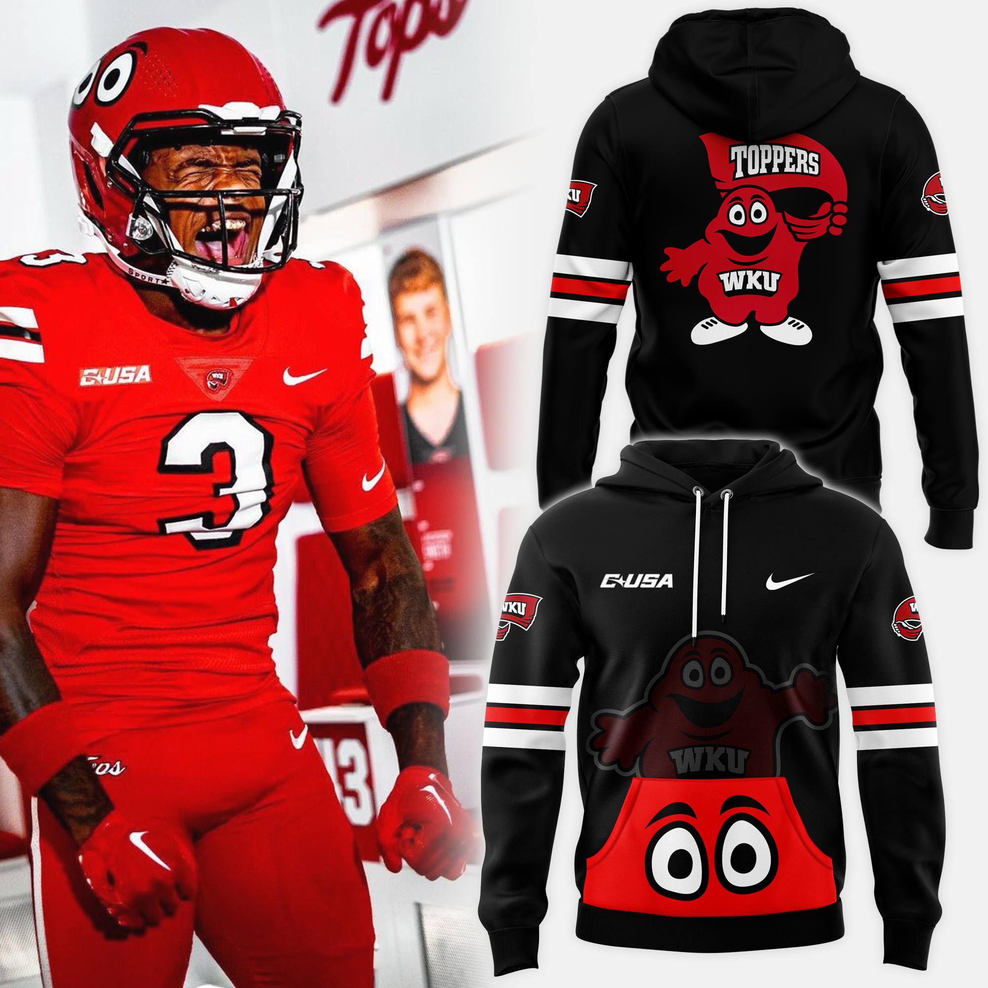 WKU Football Black Hoodie - Famjoys WKU Football Black Hoodie - Famjoys