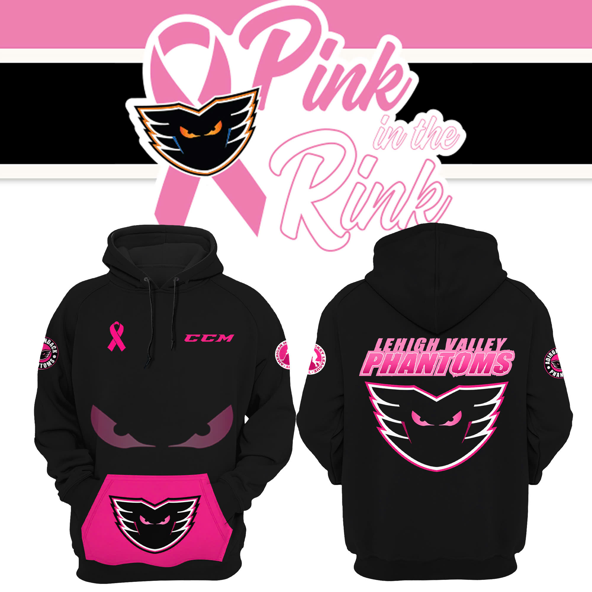 Women Lehigh Valley Phantoms Pink in the Rink Hoodie - Famjoys Women Lehigh Valley Phantoms Pink in the Rink Hoodie - Famjoys
