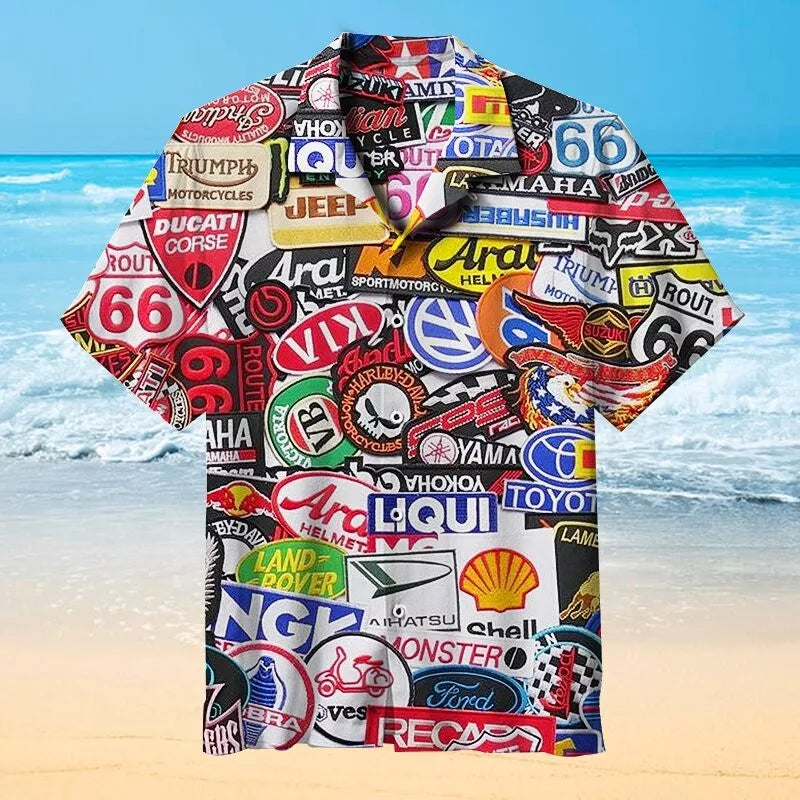 World Famous Car Brand | Short-sleeved Unisex Hawaiian Shirt - Famjoys World Famous Car Brand | Short-sleeved Unisex Hawaiian Shirt - Famjoys