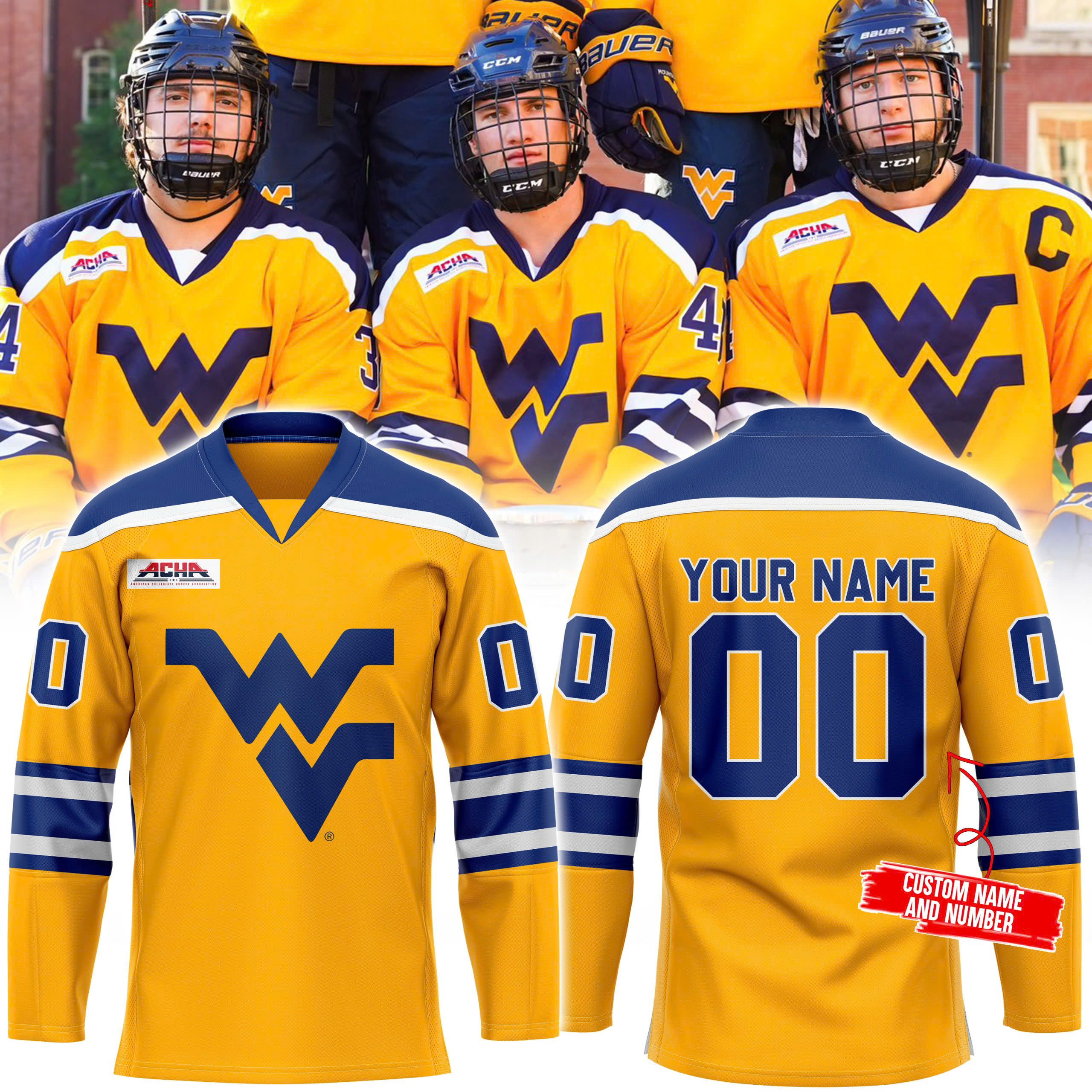 WVU D1 Hockey x The Gold Standard Jersey - Famjoys WVU D1 Hockey x The Gold Standard Jersey - Famjoys
