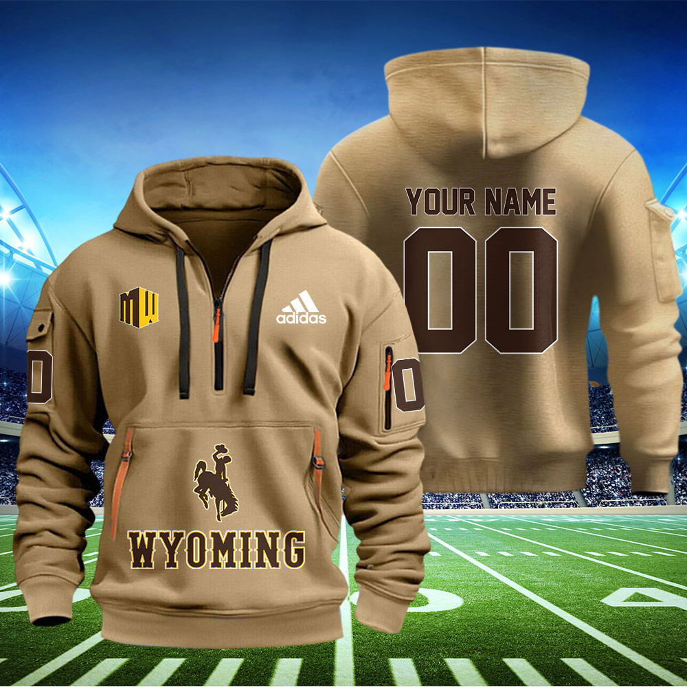 Wyoming Cowboys Football Quarter Zip Hoodie - Famjoys Wyoming Cowboys Football Quarter Zip Hoodie - Famjoys