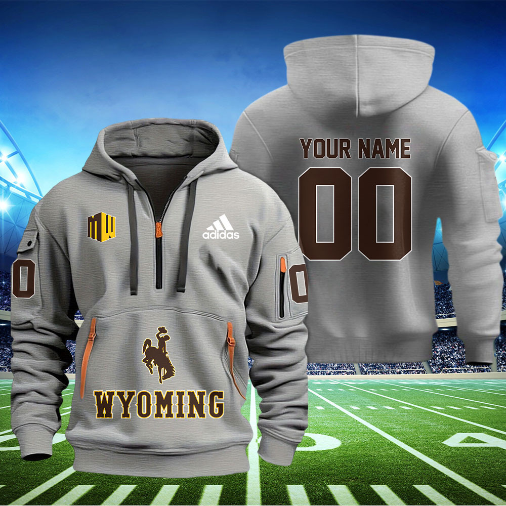 Wyoming Cowboys Football Quarter Zip Hoodie - Famjoys Wyoming Cowboys Football Quarter Zip Hoodie - Famjoys