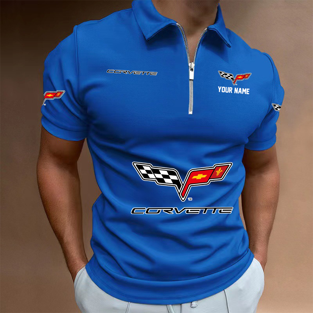 XAHLPC1427 Chevrolet Corvette C6 Man Zip Polo Shirt - Famjoys XAHLPC1427 Chevrolet Corvette C6 Man Zip Polo Shirt - Famjoys