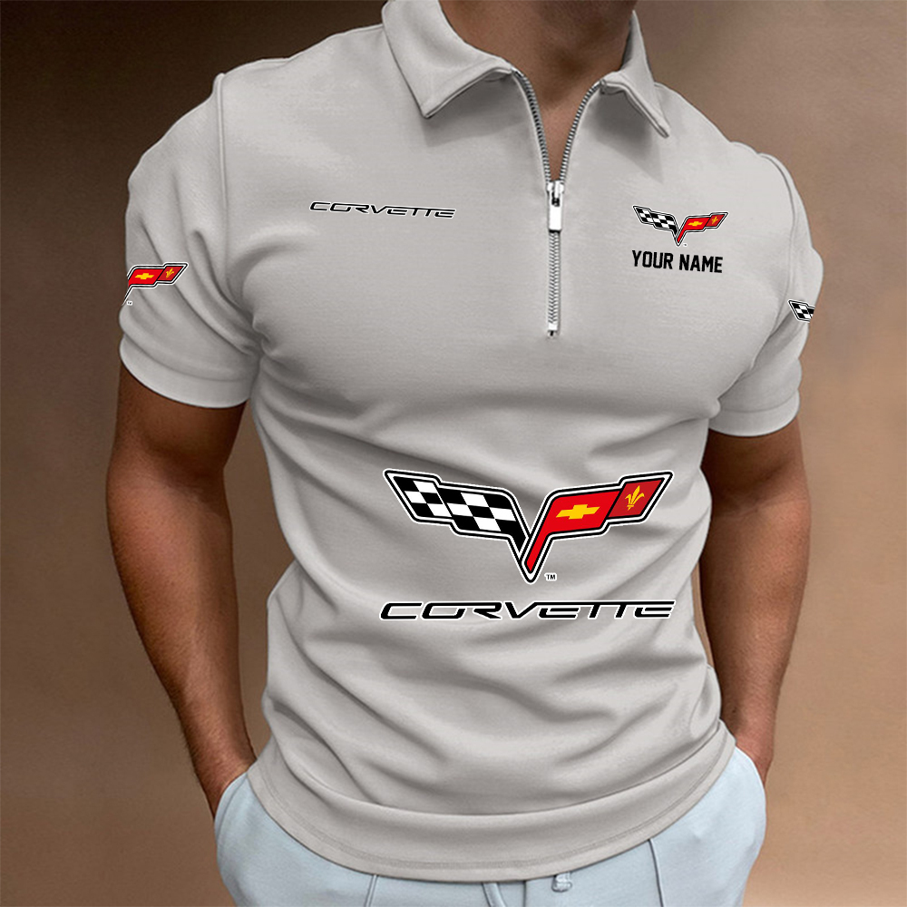 XAHLPC1427 Chevrolet Corvette C6 Man Zip Polo Shirt - Famjoys XAHLPC1427 Chevrolet Corvette C6 Man Zip Polo Shirt - Famjoys
