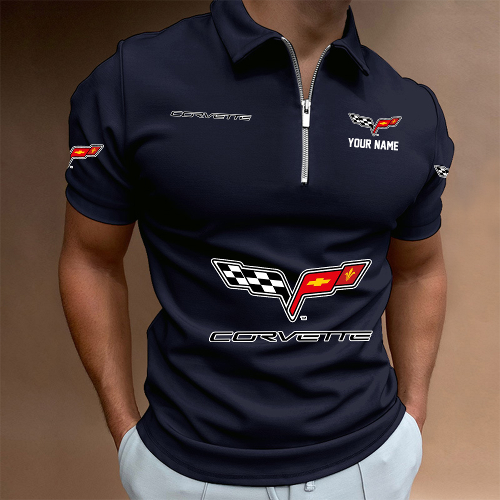 XAHLPC1427 Chevrolet Corvette C6 Man Zip Polo Shirt - Famjoys XAHLPC1427 Chevrolet Corvette C6 Man Zip Polo Shirt - Famjoys