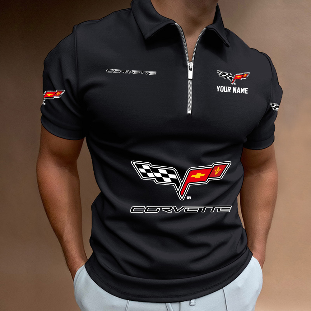 XAHLPC1427 Chevrolet Corvette C6 Man Zip Polo Shirt - Famjoys XAHLPC1427 Chevrolet Corvette C6 Man Zip Polo Shirt - Famjoys