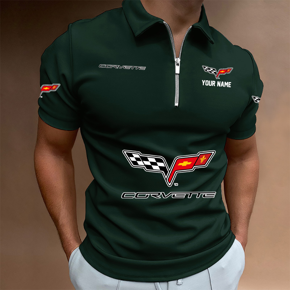 XAHLPC1427 Chevrolet Corvette C6 Man Zip Polo Shirt - Famjoys XAHLPC1427 Chevrolet Corvette C6 Man Zip Polo Shirt - Famjoys