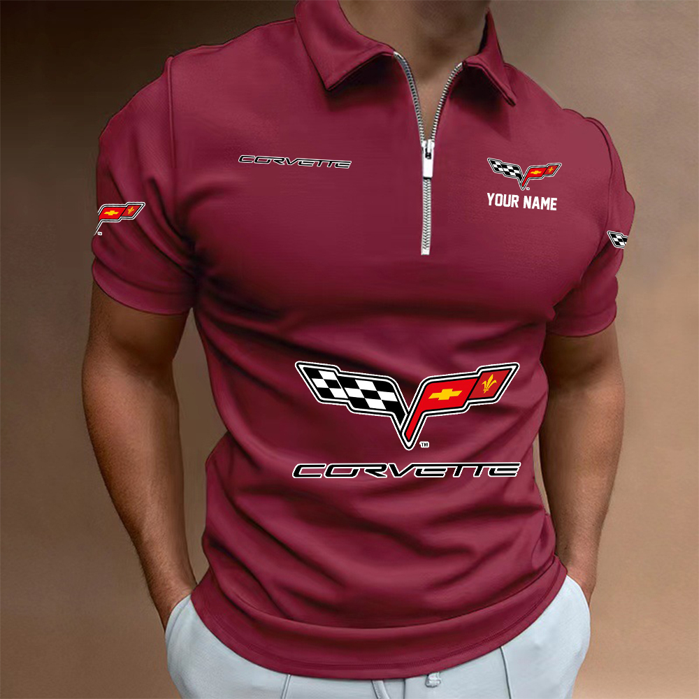 XAHLPC1427 Chevrolet Corvette C6 Man Zip Polo Shirt - Famjoys XAHLPC1427 Chevrolet Corvette C6 Man Zip Polo Shirt - Famjoys
