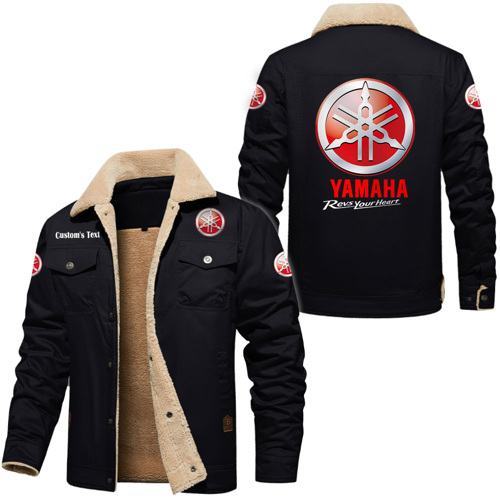 Yamaha Cargo Fleece Lined Cotton Jacket Multicolor, vintage style, customize name 