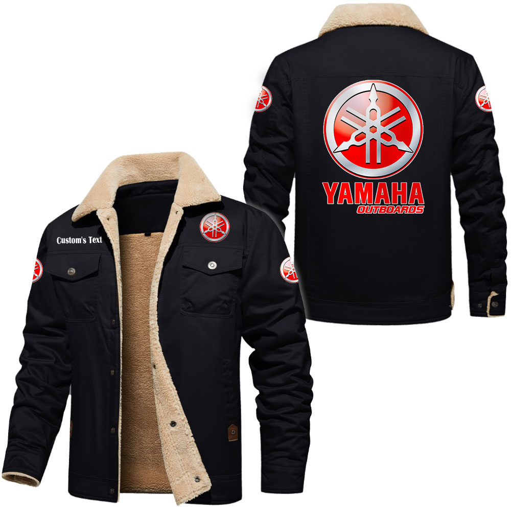 Yamaha Outboards Cargo Fleece Lined Cotton Jacket Multicolor, vintage style, customize name 