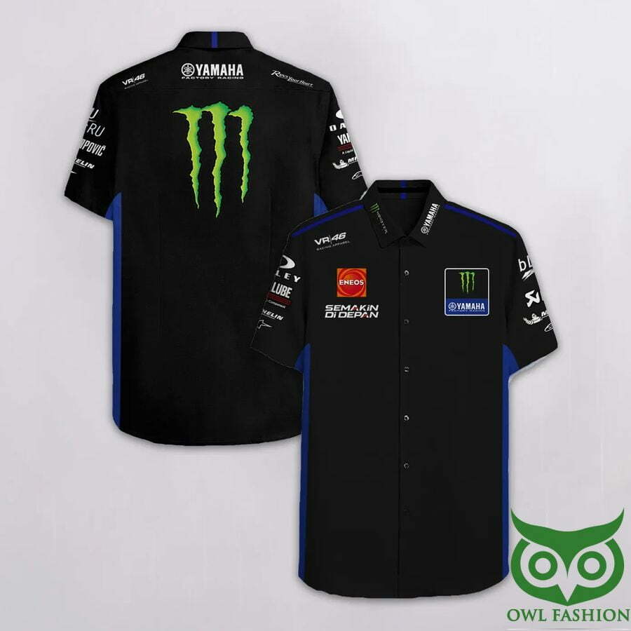 Yamaha Racing Vr46 Black Blue Hawaiian Shirt - Famjoys Yamaha Racing Vr46 Black Blue Hawaiian Shirt - Famjoys