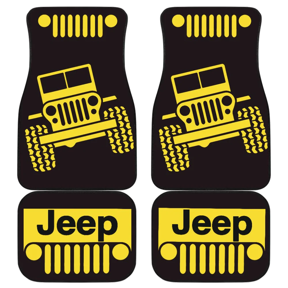 YELLOW BLACK JEEP OFFROAD CAR FLOOR MATS CUSTOM 2 211901 - Famjoys YELLOW BLACK JEEP OFFROAD CAR FLOOR MATS CUSTOM 2 211901 - Famjoys