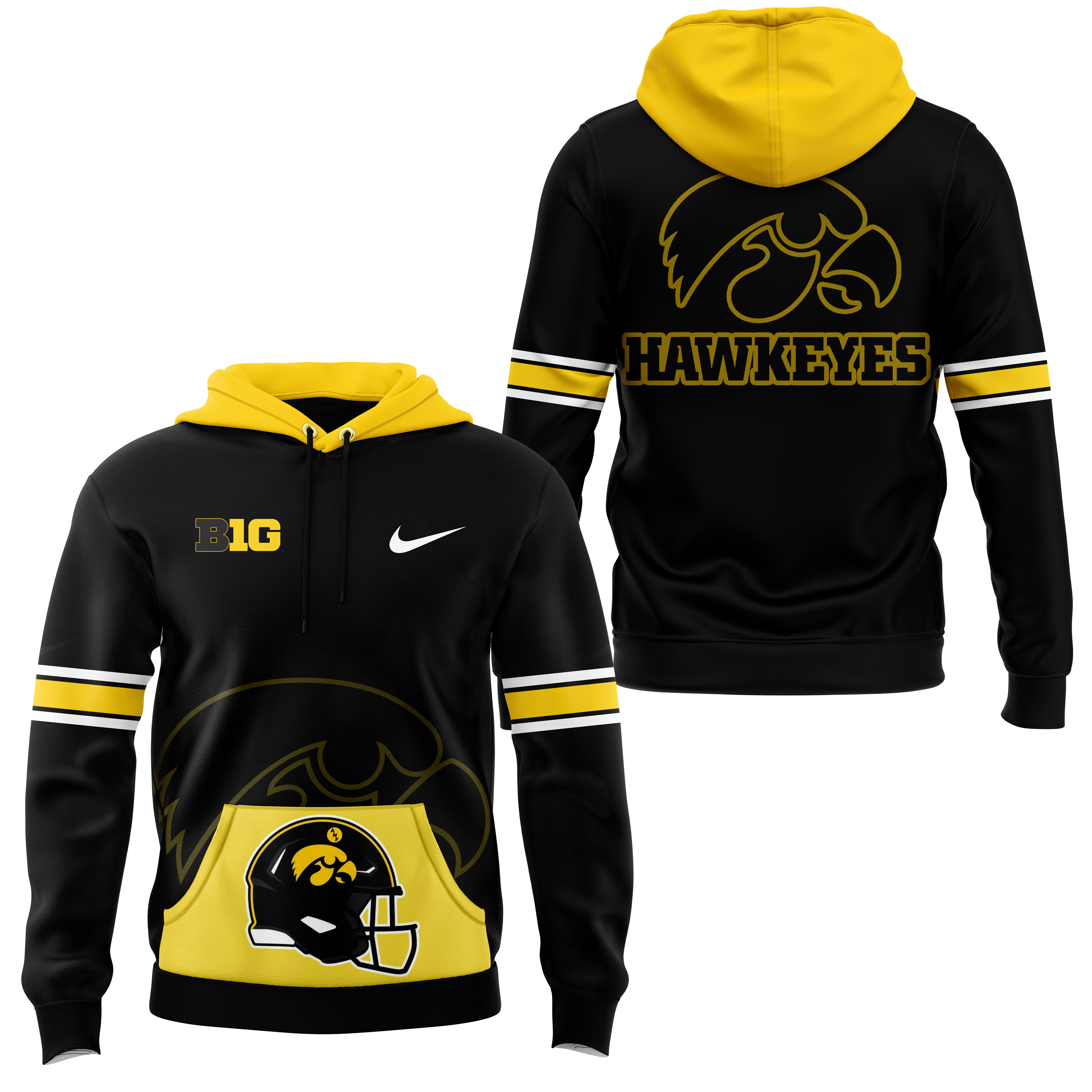 Yellow Iowa Hawkeye Football Pullover Hoodie 2024 - Famjoys Yellow Iowa Hawkeye Football Pullover Hoodie 2024 - Famjoys