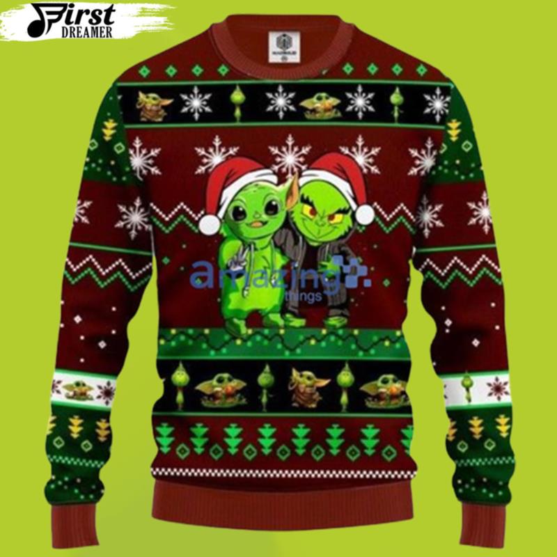 Yoda And Grinch Christmas Ugly Sweater Grinch Christmas Sweater - Famjoys Yoda And Grinch Christmas Ugly Sweater Grinch Christmas Sweater - Famjoys