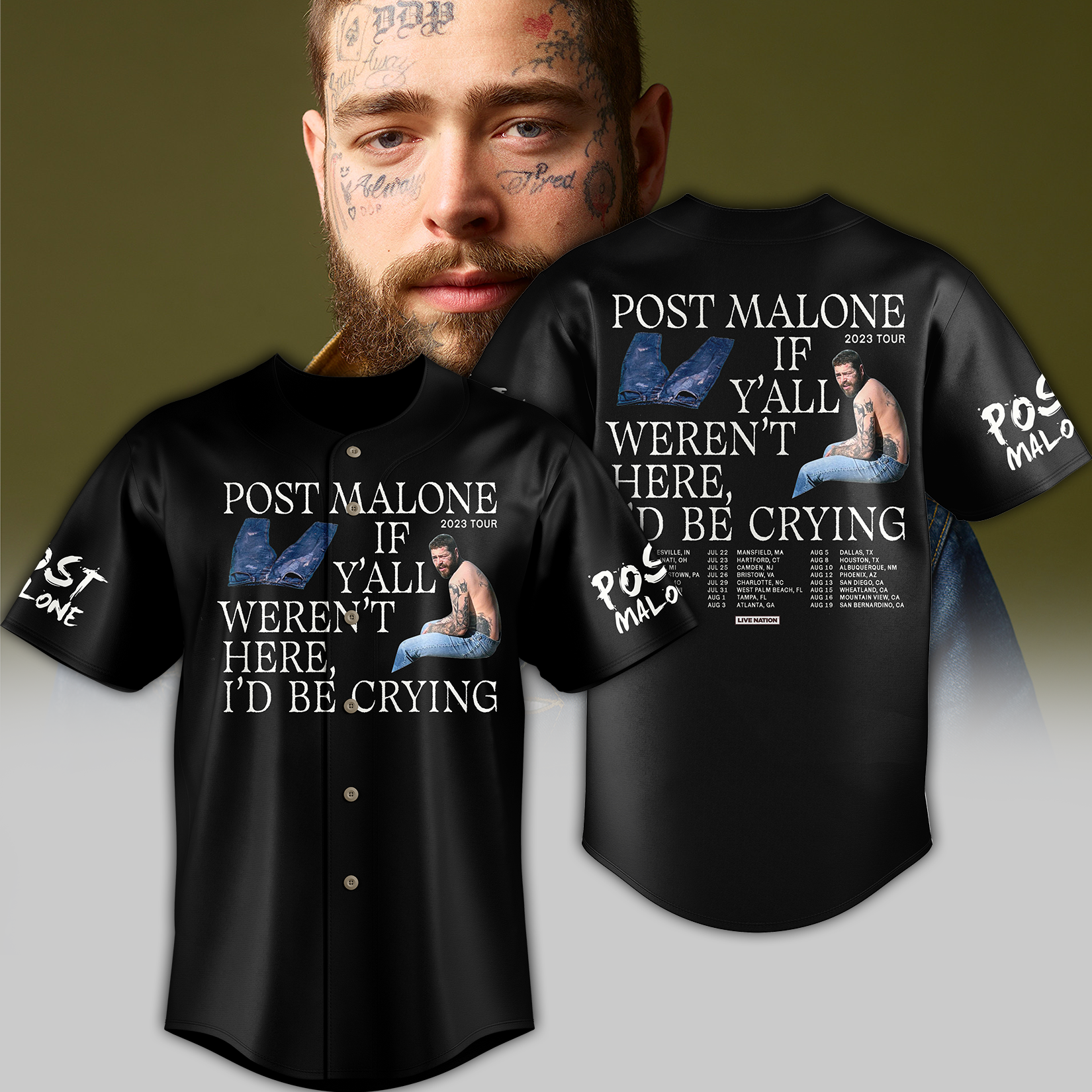 Z Post Malone Tour 2023 Baseball Jersey - Famjoys Z Post Malone Tour 2023 Baseball Jersey - Famjoys