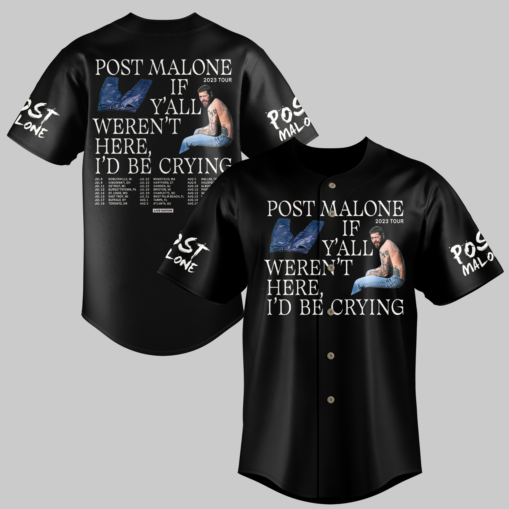 Z Post Malone Tour 2023 Baseball Jersey - Famjoys Z Post Malone Tour 2023 Baseball Jersey - Famjoys
