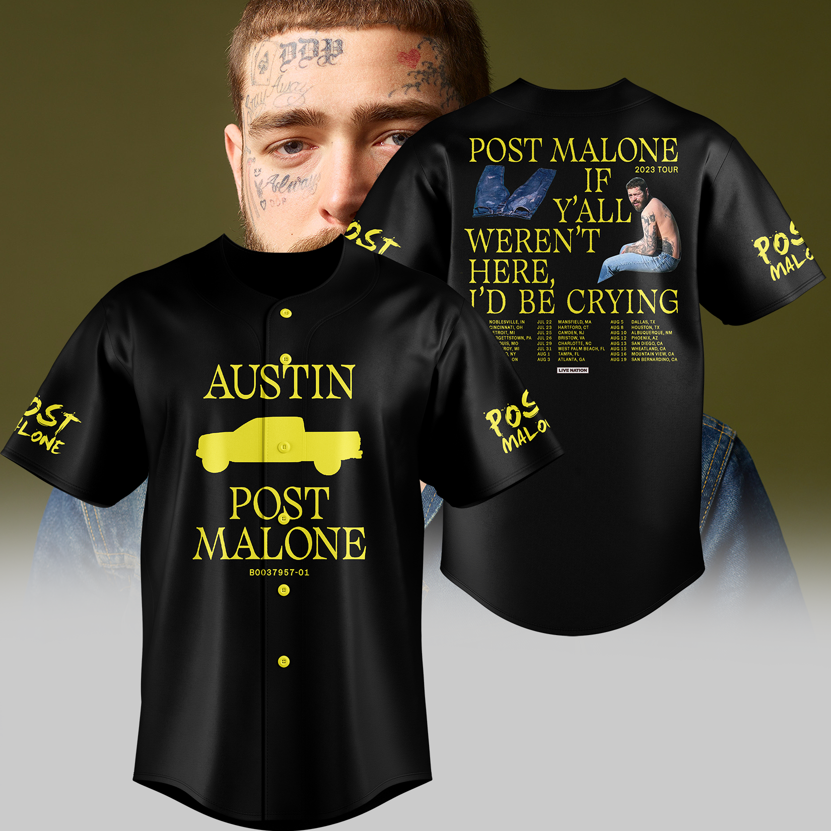 Z Post Malone Tour 2023 Baseball Jersey - Famjoys Z Post Malone Tour 2023 Baseball Jersey - Famjoys