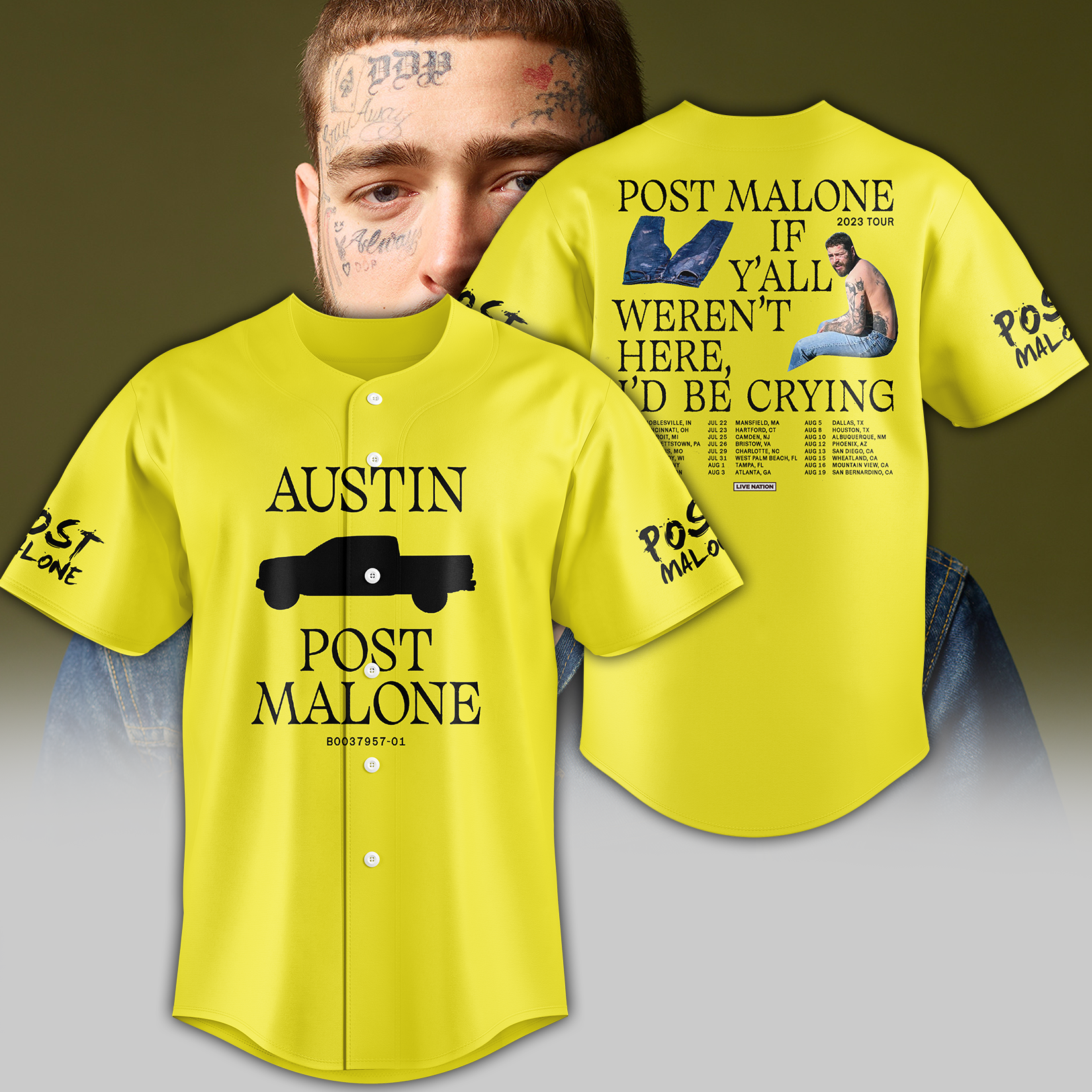 Z Post Malone Tour 2023 Baseball Jersey - Famjoys Z Post Malone Tour 2023 Baseball Jersey - Famjoys