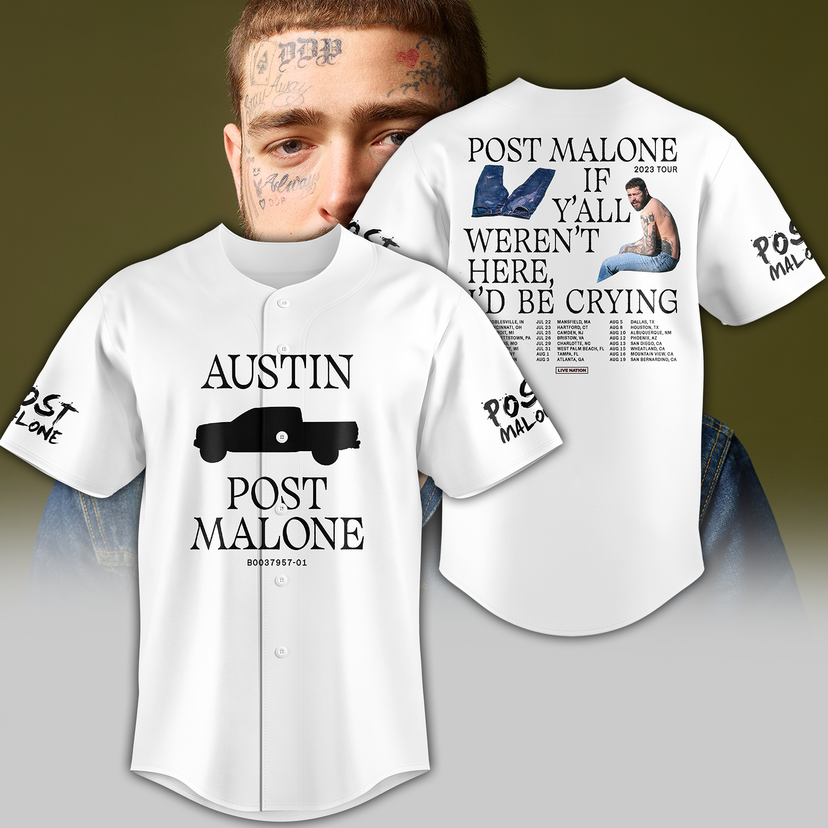 Z Post Malone Tour 2023 Baseball Jersey - Famjoys Z Post Malone Tour 2023 Baseball Jersey - Famjoys